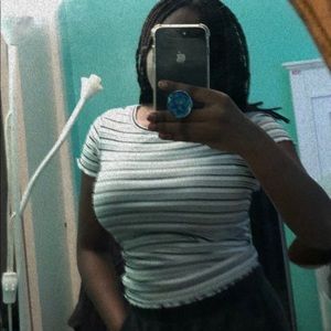 black and white striped t-shirt